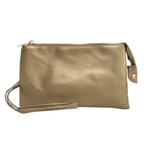 Multi-Compartment‎ Convertible Clutch Crossbody Bag Wristlet - Gold